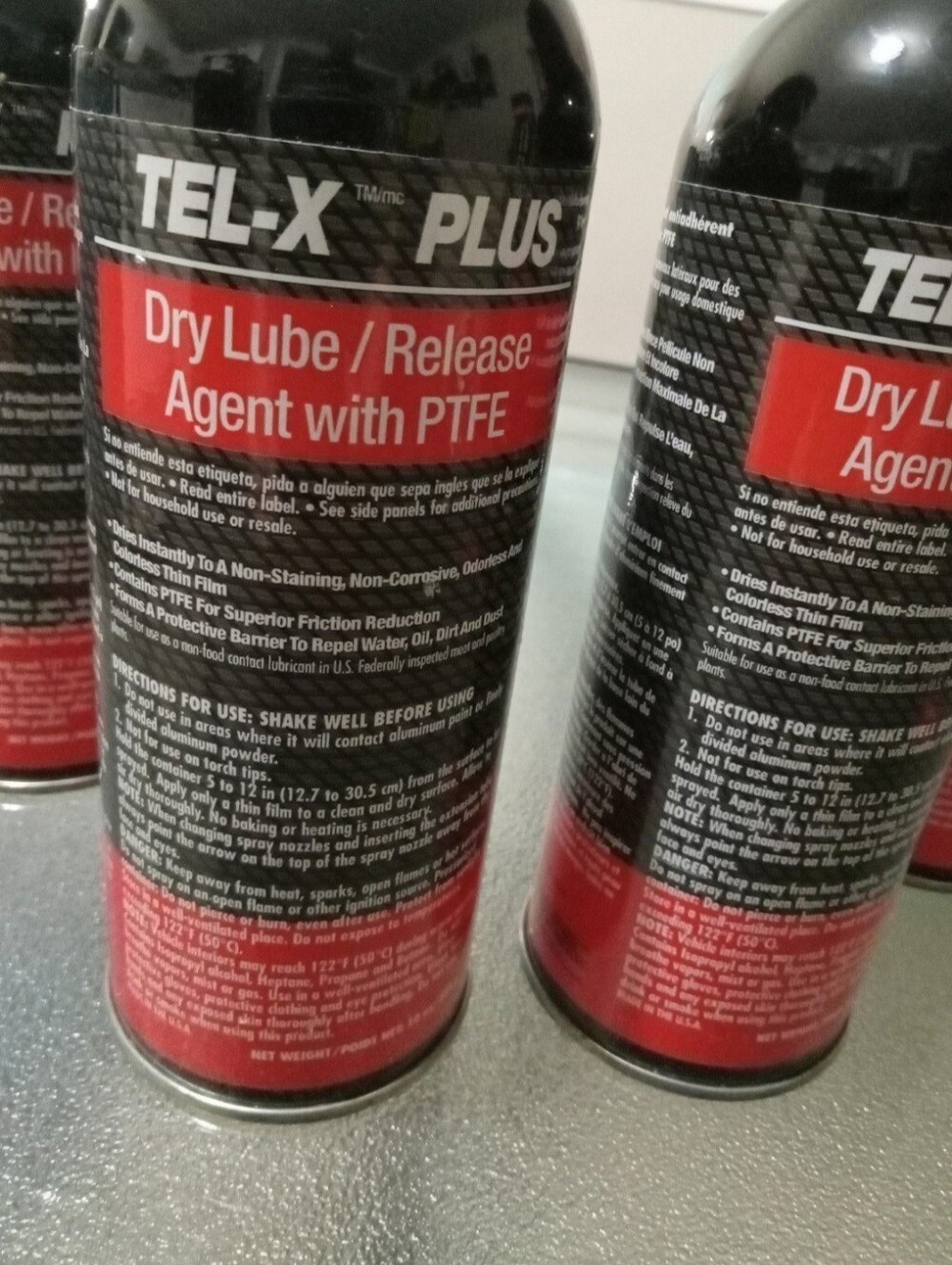 New 4 Bundle TEL-X PLUS Dry Lube Spray with PTFE - Black & Red Can